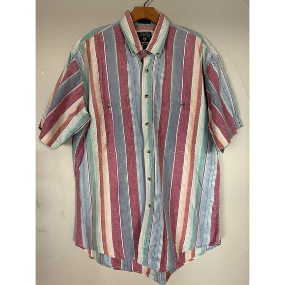 Chaps Ralph Lauren 90’s Button Down Short Sleeve Oxford Style‎ Shirt Men’s Large - Picture 1 of 9
